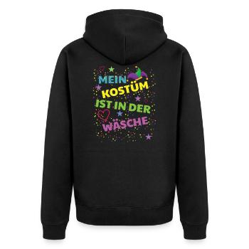 Mein Kostüm ist in der Wäsche - Unisex Premium Bio Zip Hoodie - Schwarz - Hinten - Nico (187cm)