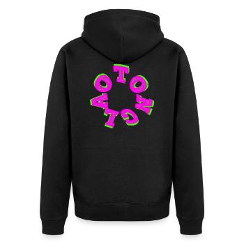 Laotong - chinesisch Sprache China Asien - Unisex Premium Bio Zip Hoodie - Schwarz - Hinten - Nico (187cm)