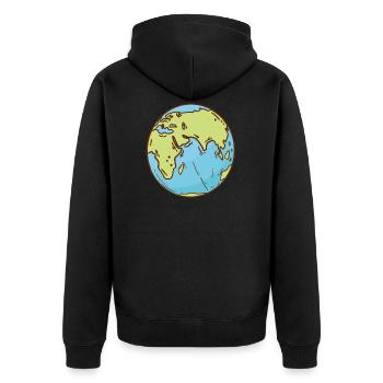 Weltkarte Erde Globus Erdkugel Symbol Kontinente - Unisex Premium Bio Zip Hoodie - Schwarz - Hinten - Nico (187cm)