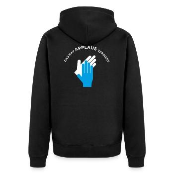 Das hat Applaus verdient / Hände klatschen Beifall - Unisex Premium Bio Zip Hoodie - Schwarz - Hinten - Nico (187cm)