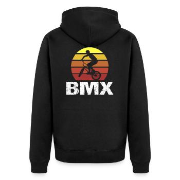 BMX Outfit Vintage Retro Hobby Sport Fun Shirt - Veste à capuche bio Premium Unisexe - noir - Dos - Nico (187cm)
