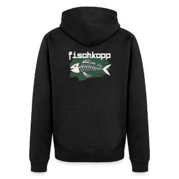 fischkopp - Unisex Premium Bio Zip Hoodie - Schwarz - Hinten - Nico (187cm)
