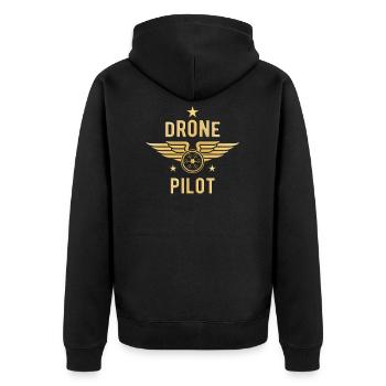 Drone pilot / drone pilot emblem - Unisex Premium Organic Zip Hoodie - black - Back - Nico (187cm)