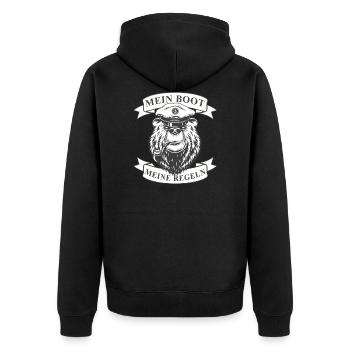 Boot Matrose Kapitän Segelboot Seebär T-Shirt - Unisex Premium Bio Zip Hoodie - Schwarz - Hinten - Nico (187cm)