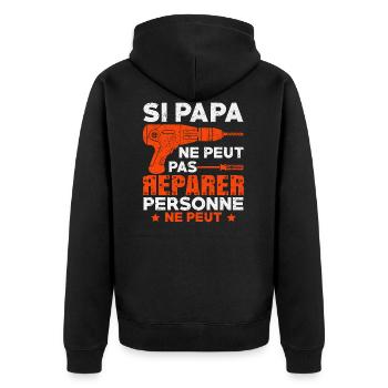 papa bricoleur,cadeau pour papa - Veste à capuche bio Premium Unisexe - noir - Dos - Nico (187cm)