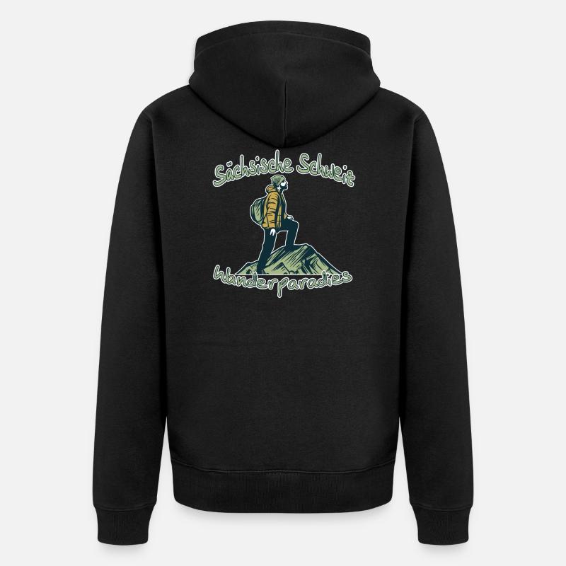 Wanderparadies Sächsische Schweiz - Unisex Premium Bio Zip Hoodie - Schwarz