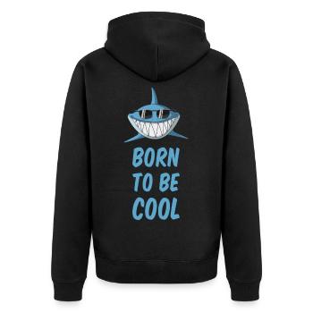 Né pour être cool - requin avec des lunettes de soleil - Veste à capuche bio Premium Unisexe - noir - Dos - Nico (187cm)