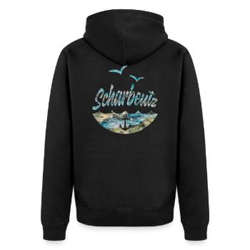 SCHARBEUTZ LIEBE OSTSEE - Unisex Premium Bio Zip Hoodie - Schwarz - Hinten - Nico (187cm)