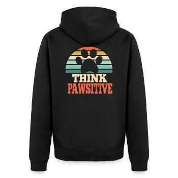 Think Pawsitive Pet Lover Gift - Unisex Premium Organic Zip Hoodie - black - Back - Nico (187cm)