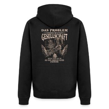 Schädel der Feinde - Unisex Premium Bio Zip Hoodie - Schwarz - Hinten - Nico (187cm)