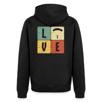Paragliding - Unisex Premium Bio Zip Hoodie - Schwarz - Hinten - Nico (187cm)