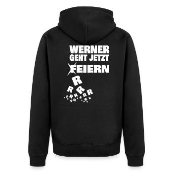 Werner - Unisex Premium Bio Zip Hoodie - Schwarz - Hinten - Nico (187cm)