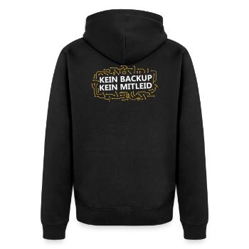 Daten Backup - Computer Admin Informatiker Spruch - Unisex Premium Bio Zip Hoodie - Schwarz - Hinten - Nico (187cm)