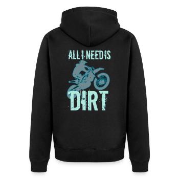 All I Need Is Dirt - MX - Unisex Premium Bio Zip Hoodie - Schwarz - Hinten - Nico (187cm)