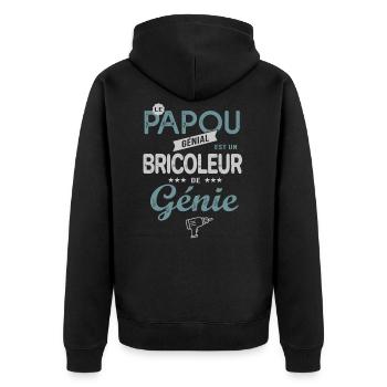 le PAPOU génial est un bricoleur de génie cadeau - Veste à capuche bio Premium Unisexe - noir - Dos - Nico (187cm)