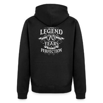 Living legend, matured to perfection for 70 years - Unisex Premium Organic Zip Hoodie - black - Back - Nico (187cm)