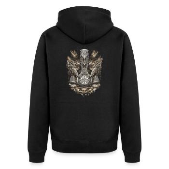 Le viking Thor Hammer Cadeau - Veste à capuche bio Premium Unisexe - noir - Dos - Nico (187cm)