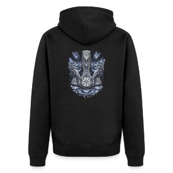 Le viking Thor Hammer Cadeau - Veste à capuche bio Premium Unisexe - noir - Dos - Nico (187cm)