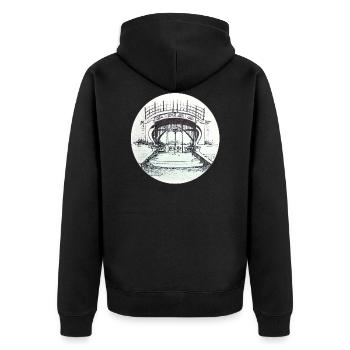 Lohnhalle Zeche Zollern Dortmund - Unisex Premium Bio Zip Hoodie - Schwarz - Hinten - Nico (187cm)