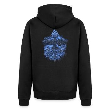 Wikinger Rabe Sky - Unisex Premium Bio Zip Hoodie - Schwarz - Hinten - Nico (187cm)