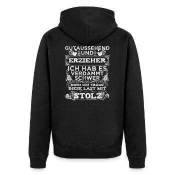 Erzieher und Gutaussehend - Unisex Premium Bio Zip Hoodie - Schwarz - Hinten - Nico (187cm)