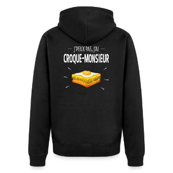J'PEUX PAS, J'AI CROQUE-MONSIEUR - Veste à capuche bio Premium Unisexe - noir - Dos - Nico (187cm)