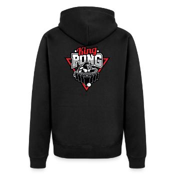 King Pong Bierpong Bier Party Trinkspiel Alkohol - Unisex Premium Bio Zip Hoodie - Schwarz - Hinten - Nico (187cm)