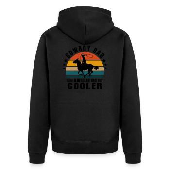 Cowboy-Vater. Cowboy - Unisex Premium Bio Zip Hoodie - Schwarz - Hinten - Nico (187cm)