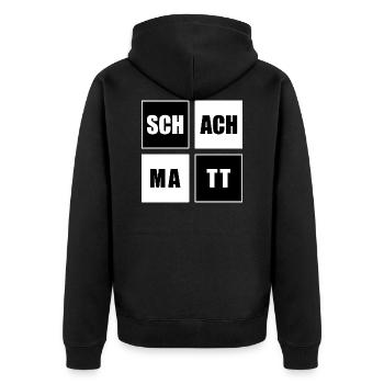 Schach Matt Schachbrett Schachfigur Chess Geschenk - Unisex Premium Bio Zip Hoodie - Schwarz - Hinten - Nico (187cm)