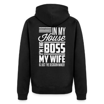 Citation drôle - Veste à capuche bio Premium Unisexe - noir - Dos - Nico (187cm)