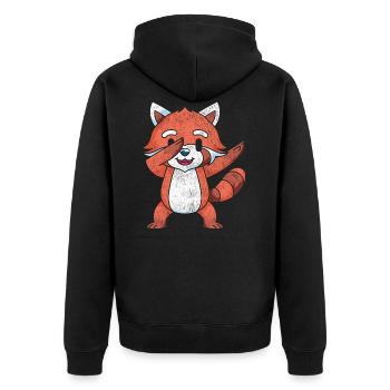 Dabbing Red Panda - Unisex Premium Organic Zip Hoodie - black - Back - Nico (187cm)