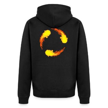 FireBalls - Unisex Premium Organic Zip Hoodie - black - Back - Nico (187cm)
