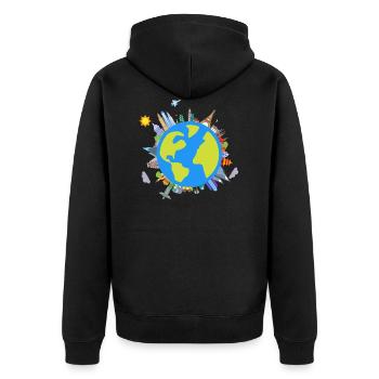 Die Erde/The earth - Unisex Premium Bio Zip Hoodie - Schwarz - Hinten - Nico (187cm)