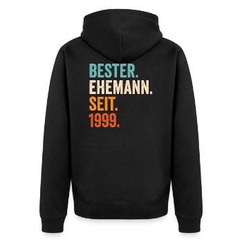 Bester Ehemann Seit 1999 22. Hochzeitstag 22 Jahre - Unisex Premium Bio Zip Hoodie - Schwarz - Hinten - Nico (187cm)