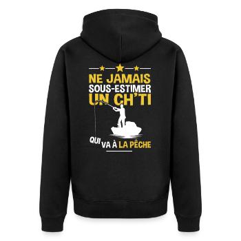 Nord pas de calais chti ch'ti pêche pêcheur - Veste à capuche bio Premium Unisexe - noir - Dos - Nico (187cm)
