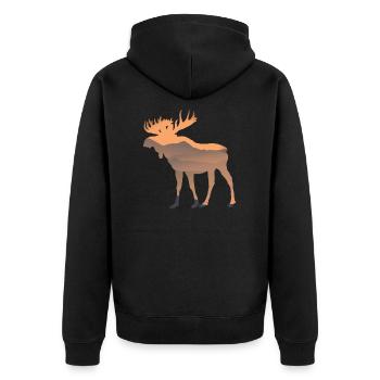elk - Unisex Premium Organic Zip Hoodie - black - Back - Nico (187cm)