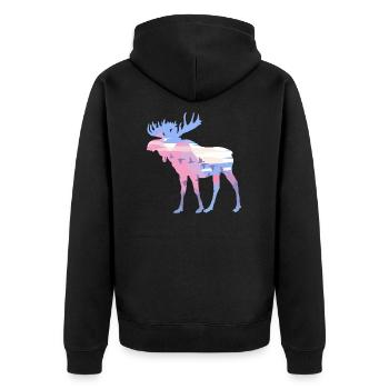 elk - Unisex Premium Organic Zip Hoodie - black - Back - Nico (187cm)