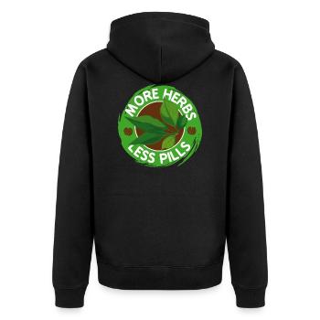 Herbal Medicine More Herbs Less Pills Herbalism - Unisex Premium Bio Zip Hoodie - Schwarz - Hinten - Nico (187cm)