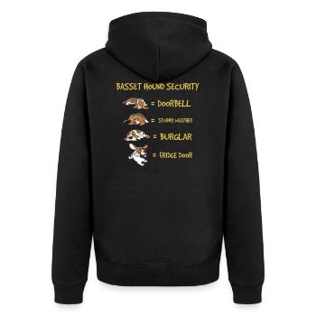 Basset Hound Safety Funny Dog Pet Propriétaire - Veste à capuche bio Premium Unisexe - noir - Dos - Nico (187cm)