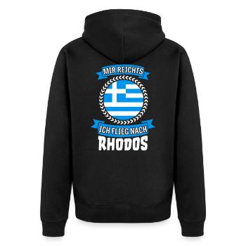 Mir reichts ich flieg nach Rhodos Griechenland - Unisex Premium Bio Zip Hoodie - Schwarz - Hinten - Nico (187cm)