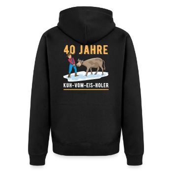 40 ans d’anniversaire de l’entreprise Vache De Glace - Veste à capuche bio Premium Unisexe - noir - Dos - Nico (187cm)