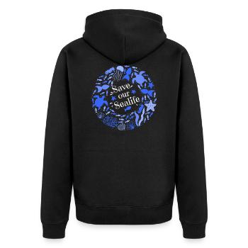 Meeresverschmutzung - Save Our Sealife - Unisex Premium Bio Zip Hoodie - Schwarz - Hinten - Nico (187cm)