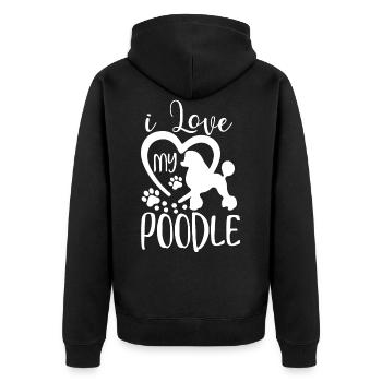 Pudel - Unisex Premium Bio Zip Hoodie - Schwarz - Hinten - Nico (187cm)
