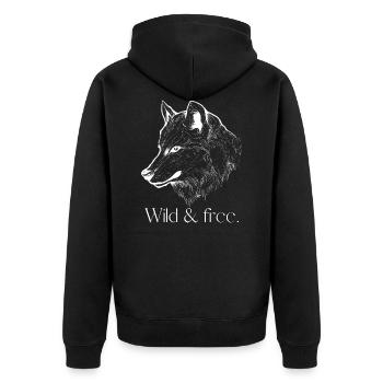 Wild and free, Wolf | Idée de cadeau - Veste à capuche bio Premium Unisexe - noir - Dos - Nico (187cm)
