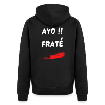 Ayo !! Fraté Expression Julien Marseillais - Veste à capuche bio Premium Unisexe - noir - Dos - Nico (187cm)