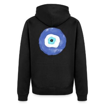 Nazar - Unisex Premium Bio Zip Hoodie - Schwarz - Hinten - Nico (187cm)
