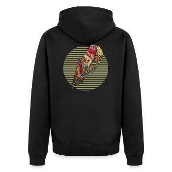 Feder - Unisex Premium Bio Zip Hoodie - Schwarz - Hinten - Nico (187cm)