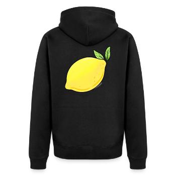 lemon - Unisex Premium Organic Zip Hoodie - black - Back - Nico (187cm)