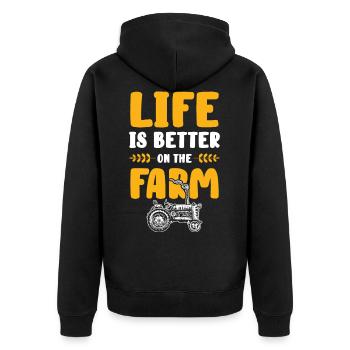 farm vivre farmer - Veste à capuche bio Premium Unisexe - noir - Dos - Nico (187cm)