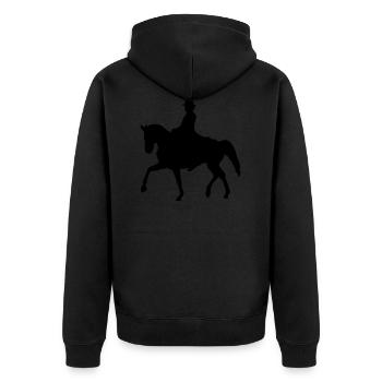 Reiten Reiten Reiten Schatten - Unisex Premium Bio Zip Hoodie - Schwarz - Hinten - Nico (187cm)